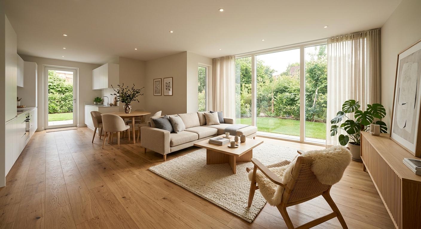 Photoreal render of the furnished room