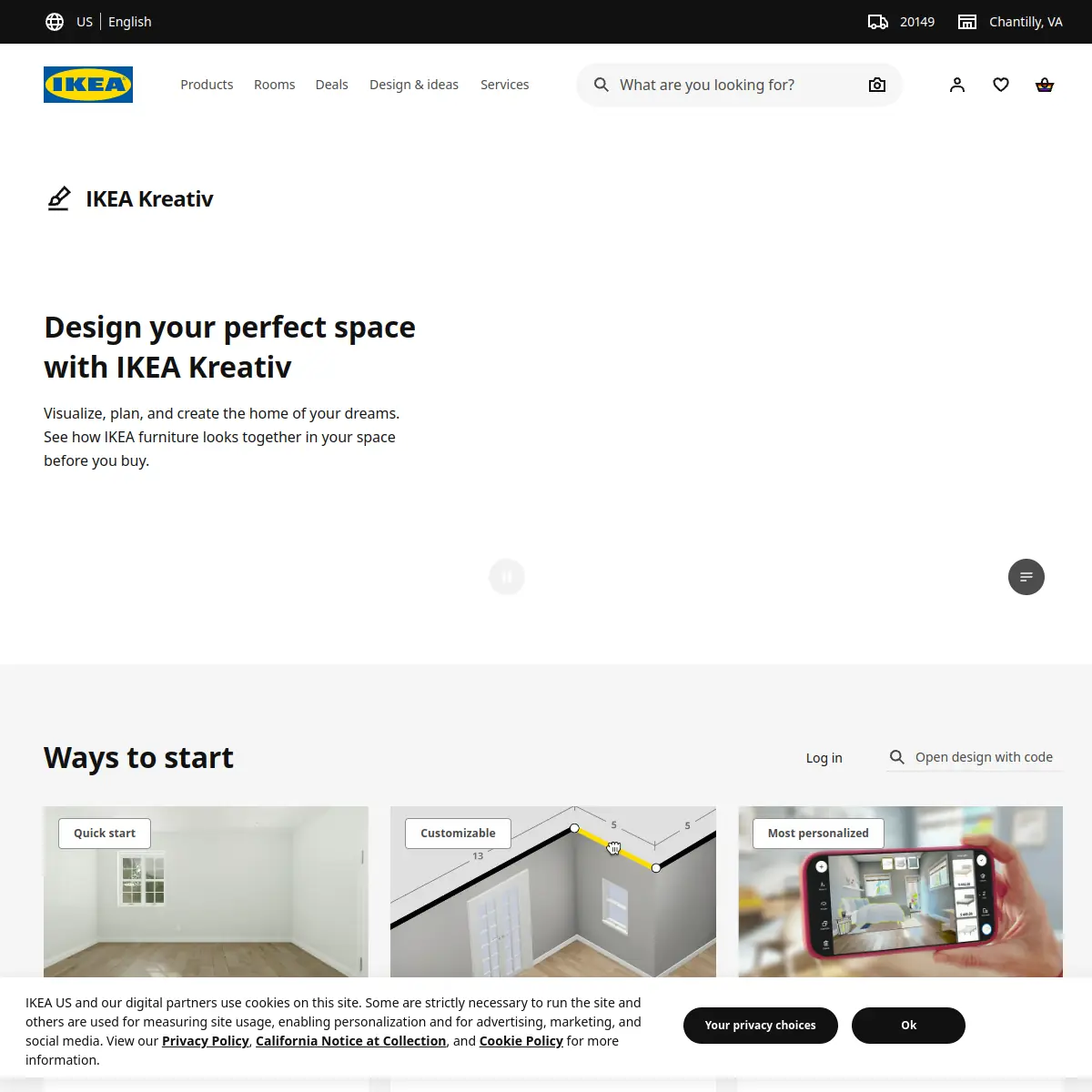 IKEA Kreativ in-home room visualization experience