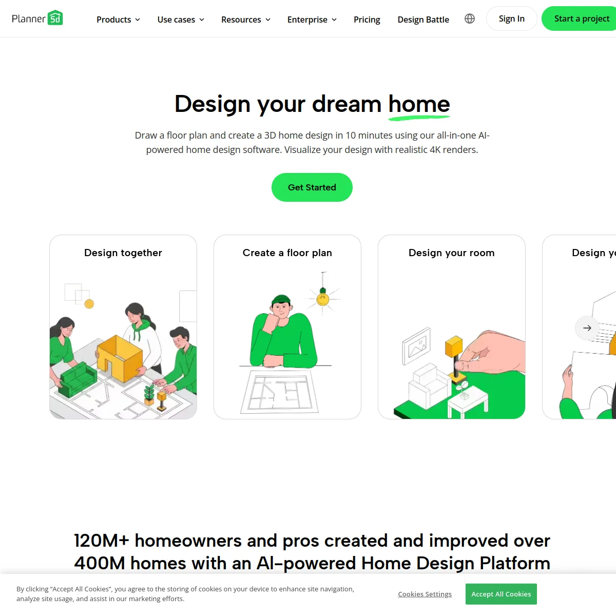 Planner 5D home design and room planning tool homepage